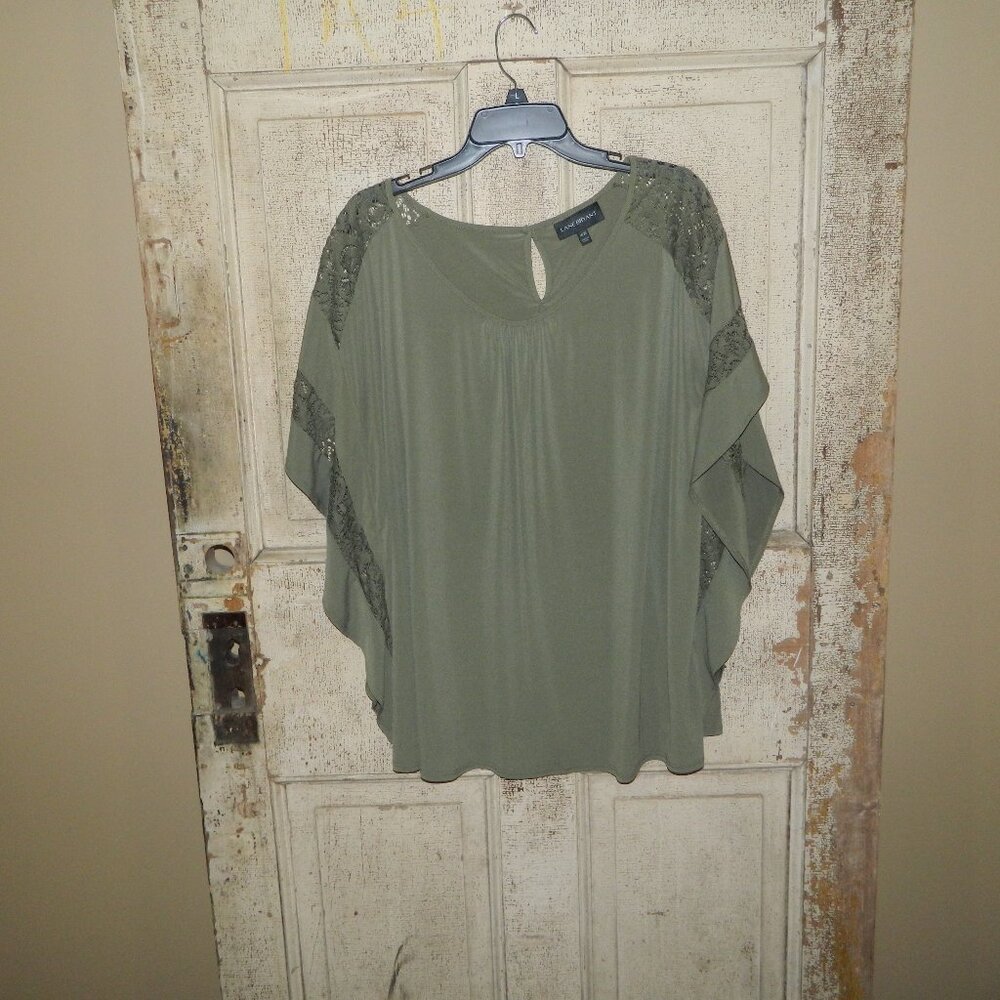 Lane Bryant Olive Lace Batwing Top Sz 18/20 (CC-11)